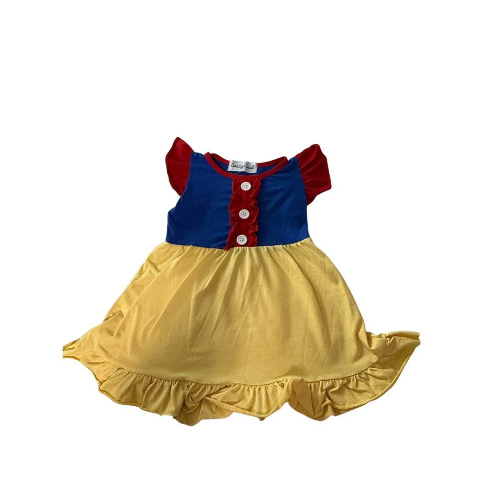 Sassy Soul Kids 4T Snow White Inspired Princess Dress Blue Yellow Ruffle Flutter